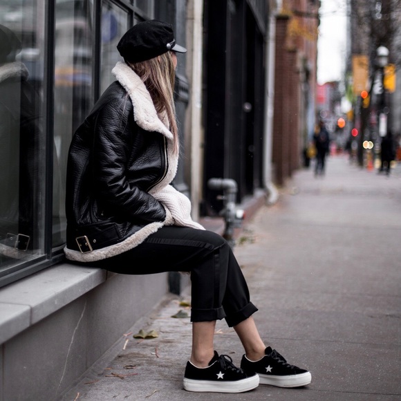 converse one star platform black velvet